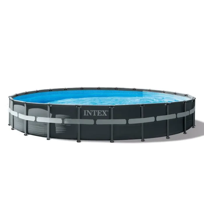 Kit de piscina tubular desmontable Intex Ultra XTR - 732 x 132 cm - Redonda (filtro de arena, cubierta, alfombrilla para el suelo, escalera) - 26340GN